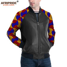 Men's PU Leather Jacket African Dashiki Outwear Print Sleeve Ankara Blazer Zipper Biker Coat for Winter AFRIPRIDE A1914009 2024 - buy cheap