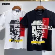 Camiseta de manga corta de algodón puro con cuello redondo DSQ2 para hombre, ropa auténtica en el extranjero, DT810 2024 - compra barato