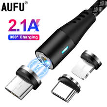 Магнитный кабель Micro USB Тип C AUFU для iPhone Xiaomi Быстрая зарядка USB-кабель магнитное зарядное устройство провод шнур Samsung 2024 - купить недорого