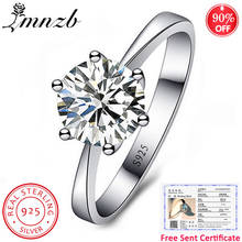 LMNZB 100% Genuine Tibetan Silver Ring Classic Six Claw 1 Carat 6mm Zirconia Diamond Wedding Band for Women Gift Jewelry R023 2024 - buy cheap