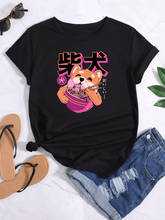 Camiseta con estampado de Shiba Inu para mujer, ropa de gran tamaño, camisetas transpirables, camiseta de manga corta para mujer 2024 - compra barato
