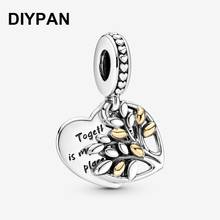 Two-Tone Family Tree Heart Dangle Charm Fit Original Pan Bracelet Charm Pendant Women Jewelry Berloque 2024 - buy cheap