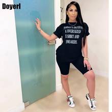 Letter Print Tracksuit Women 2 Piece Set Casual Outfits Top Biker Shorts Matching Sets for Women Joggers Two Piece Summer Set 2024 - buy cheap