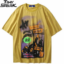 Hip hop streetwear harajuku t camisa graffiti gráfico carta impressão tshirt 2021 homens verão manga curta camiseta algodão casual 2024 - compre barato