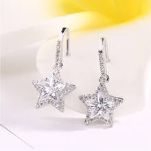 Fashion Delicate Cubic Zirconia Drop Earrings Trend Women Jewelry 2 Color Five-Pointed Star Crystal Dangle Earrings Party Gifts 2024 - buy cheap