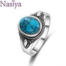 Silver Color Natural Turquoise Engagement Rings for Women Men Vintage Fashion Jewelry Hot Sale Party Ring Gift 2024 - buy cheap