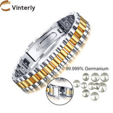 Pulseira vinterly de germânio 99.99% puro, bracelete para homens e mulheres, pulseira de aço inoxidável dourada e colorida 2024 - compre barato