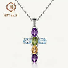 Женское Ожерелье с крестом GEM'S BALLET, ожерелье из стерлингового серебра 925 пробы с натуральным аметистом и топазом, разноцветное Ювелирное Украшение, новинка 2021 2024 - купить недорого