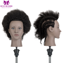 100% real cabelo africano manequim cabeça e suporte ajustável para trança cabelo formação boneca cabeça para cosmetologia cabeleireiro 2024 - compre barato