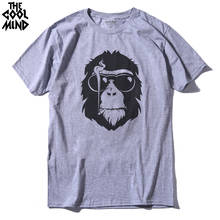 THE COOLMIND, классные мужские футболки с коротким рукавом с рисунком обезьяны, Мужская футболка, повседневные мужские футболки из 2016 хлопка 2024 - купить недорого