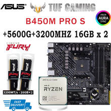 Разъем AM4 ASUS TUF B450M PRO игровая материнская плата + Ryzen 5 5600G + CORSAIR 16 Гб DDR4 PCI-E 3,0 B450 комплект для геймеров 2024 - купить недорого