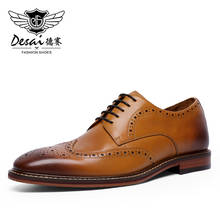 DESAI Men Shoes Business Dress Genuine Leather Shoes For Men Formal Casual Bullock Brogue Formal 2020 New Arrivals 2024 - buy cheap