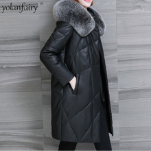 Chaqueta de piel auténtica para mujer, abrigos de piel de oveja Natural con cuello de piel de zorro, chaquetas de plumón de pato blanco coreano, HSH1836 KJ6273, 2020 2024 - compra barato