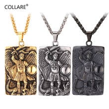 Collare St Michael Pendants Men Tags Gold/Black Color Jewelry Stainless Steel Taxiarch Archangel Michael Necklaces Women P087 2024 - buy cheap