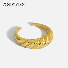 ANDYWEN-Anillos ajustables gruesos para mujer, de Plata de Ley 925 con giro de oro, joyería fina a la moda, regalo 2021, Círculo de boda 2024 - compra barato