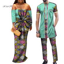 African Dresses for Women Bazin Riche Mens Shirt and Pants Sets Lover Couples Clothes Print Long Dress African Clothing WYQ290 2024 - buy cheap