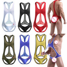 Sexy Mens Undershirts Hollow Out Jumpsuit Lingerie One-piece Bodysuit Wrestling Singlet Men Jockstrap Leotard Backless Underwear 2024 - buy cheap