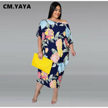 CM.YAYA Plus Size L-4XL Summer Midi Maxi Dress Women Short Sleeve Floral Print Beach Night Club Party Bandage Dresses Vestidos 2024 - buy cheap