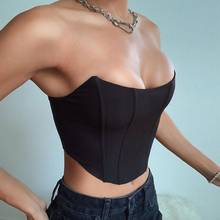 Sleeveless Off Shoulder Velvet Fashion Sexy Corset Crop Tops Vest Female Underwear Backless Bustier Top Solid 2024 - buy cheap