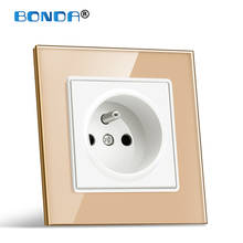 BONDA Electrical Socket French Standard 16A Plug Wall Power Outlets with USB Tempered Crystal Glass Panel Kids Safety Protection 2024 - buy cheap