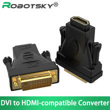 24K Позолоченные DVI к HDMI-совместимый конвертер 1080P HDMI Женский к DVI 24 + 1 Мужской адаптер кабель для ПК монитор проектора 2024 - купить недорого