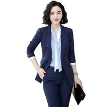 High Quality Fabric Fashion Striped Women Business Suits with Pants and Blazer Coat Professional Ladies Office Work Wear Blazers 2024 - buy cheap