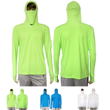 Fishing Clothes Sun Protection Shirt Anti-UV Breathable Men Quick Dry Hooded Fishing Shirt Outdoor Hiking T-shirt Sunscreen Tops 2024 - купить недорого