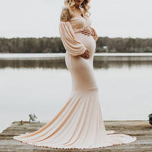 Vestidos de maternidad de sirena para sesión de fotos de mujeres embarazadas, fotografía Sexy, maxivestido de maternidad sin hombros 2024 - compra barato