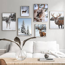 Winter Deer Yak Canvas Painting Nordic Nature Landscape Poster And Print Animal Wall Art Picture Scandinavian Living Room Decor 2024 - buy cheap