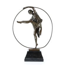 Bronze Female Dancer Sculpture Woman Dancing Statue Art Copper Figurine Studio Clue Decor Gifts 2024 - compre barato