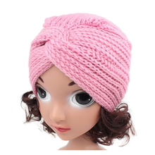 Chapéu tricotado de lã, artesanal, infantil, estilo sólido, faixa de cabelo, acessórios para meninas, gorros, laço 2024 - compre barato