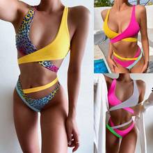 Ladies sexy Yellow Splicing bikini strap swimsuit crossover swimwear Brazil2022 halter swimming suit for women Low waist tankini 2024 - buy cheap