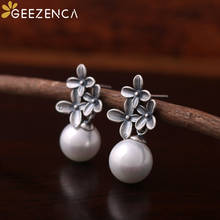 925 Sterling Silver Thai Handmade Flower Shell Pearl Stud Earrings Women Fine Jewelry Vintage Trendy Gift Party Free Shipping 2024 - buy cheap