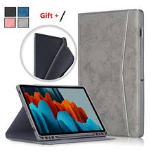 Tablet Case with Pencil Holder for Galaxy Tab S7 Plus 12.4'' 2020 Card Slot Wallet Stand for SM-T970 SM-T975 SM-T976 with Pen 2024 - buy cheap