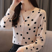 Long Sleeve Women Shirts Blouse Women Blusas Mujer De Moda 2021 V-neck Dot Chiffon Blouse Shirt Women Blouses Tops Blusas C136 2024 - buy cheap