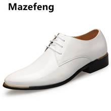 2019 Newly Men's Quality Patent Leather Shoes White Wedding Shoes Size 38-48 Black Leather Soft Man Dress Shoes Plus Size 38-48 2024 - buy cheap