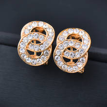 Sinleery brilhante ouro prata cor duplo círculo redondo brincos para mulheres strass moda jóias es764 ssh 2024 - compre barato