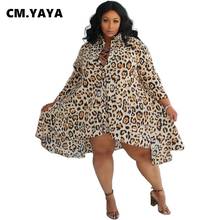 CM.YAYA-Vestido corto ajustado de manga larga con estampado de leopardo para mujer, minivestido Sexy para fiesta y Club, talla grande, XL-5XL, otoño 2024 - compra barato