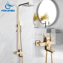 Fmhjfisd-chuveiro de luxo com 8 polegadas, chuveiro de latão, montado na parede, torneira, misturador, banheiro 2024 - compre barato