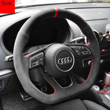 High-quality Leather Suede Hand-stitched Car Steering Wheel Cover for Audi A4l A6l A3 A5 Q5l Q3 Q7 A8 TT Q2l Accessories 2024 - buy cheap