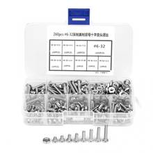 260Pcs #6-32 Stainless Steel Cross Pan Head Machine Screw Set Hex Nuts Bolts Assortment Kit Imperial Self-Tapping Screw With Box 2024 - buy cheap