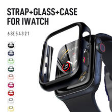 Strap+Glass+Case for Apple Watch Band 44mm 40mm iWatch band 42mm 38mm silicone bumper+bracelet for apple watch series 4 3 5 SE 6 2024 - купить недорого