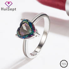 HuiSept Trendy Rings 925 Silver Jewelry Heart Shaped Topaz Gemstone Ornaments Finger Ring for Women Wedding Party Gift Wholesale 2024 - buy cheap