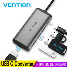 Vention Thunderbolt 3 док-станция USB 3,0 Type C к HDMI USB Hub RJ45 адаптер для MacBook Pro Huawei P30/P20 Samsung usb c адаптер Новый 2024 - купить недорого