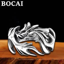 BOCAI S925 Sterling Silver Rings for Men and Women New Fashion Adjustable Personality Pure Argentum Hollow Out Dragon Jewelry 2024 - buy cheap