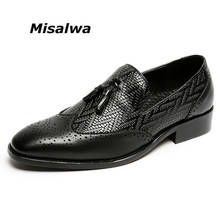 Misalwa Lightweight PU Mens Dress Shoes Casual Tassel British Men Brogue Business Office Shoes Embossing Elegant Men Loafers 2024 - buy cheap