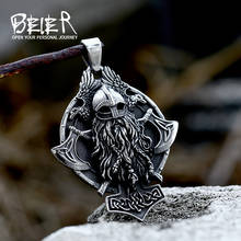 Beier Updated Design 316L Stainless Steel Norse Mythology Viking Warrior Axe Odin Pendant God Amulet Animal High Quality Jewelry 2024 - buy cheap