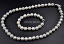 Genuine 9.5-10mm cultured freshwater pearl necklace & bracelet sets 2024 - buy cheap