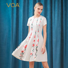 VOA Flow-vestido de verano de princesa, cuello redondo, manga corta 2024 - compra barato