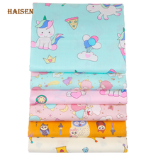 Tela de algodón de sarga impresa para bebés y niños, conjunto de almohada, ropa, juguetes, Material de costura DIY, Serie de unicornios 2024 - compra barato